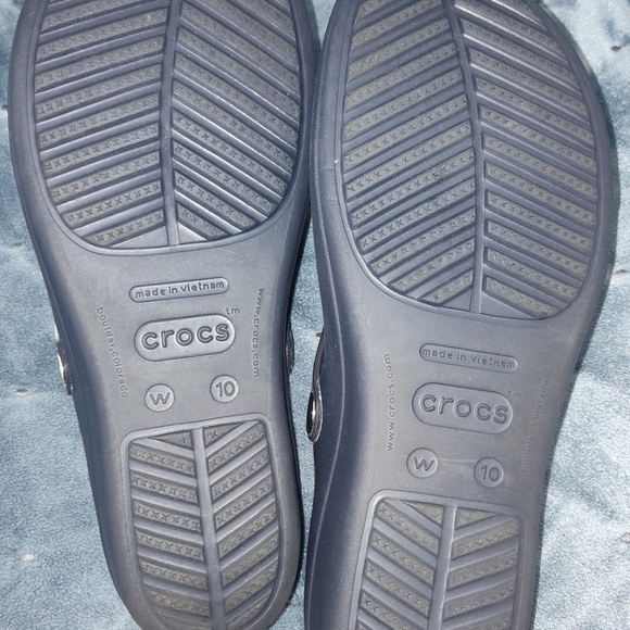 Crocs Sanrah Diamante Wedge Flip Sandals Deep Heel Cups Silver/Navy Women’s 10W - Picture 6 of 7